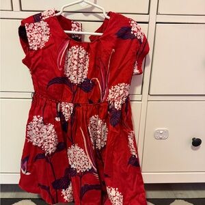 Red Floral Kids Casual Dress